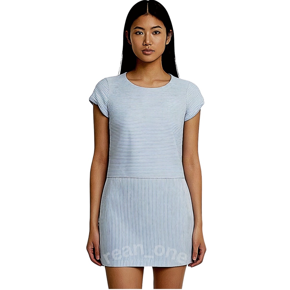 Jane Summers For Belk Vintage Blue/White Striped Y2K Casual Mini Dress Size 8